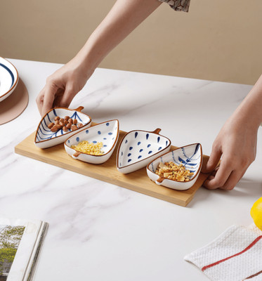 Nestasia Modern Leaf Platter Tray Serving Set(Pack of 5)