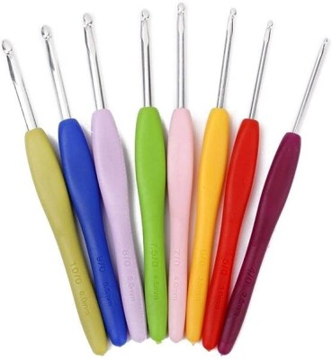 TREXEE 8 Pc Crochet Hooks Set | Aluminium Sewing Needles Soft Handles Knit Sewing Tools Knitting Pin(Pack of 8)