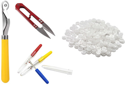 Kunfaya 1 Tracing Wheel + 1 Cutter + 2 Seam Ripper + 20 White Shirt Button Sewing Kit
