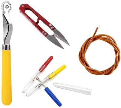 Kunfaya 1 Tracing Wheel + 1 Cutter + 2 Seam Ripper + 1 Leather belt Sewing Kit