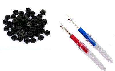 Crafts Haveli Tailoring Combo 2 Items Button Black 20pc & Seam Ripper-2 Sewing Kit