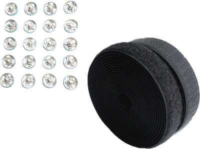 Kunfaya Combo Of 20 Tich Button + 5 Mtr Velcro Tape Sewing Kit