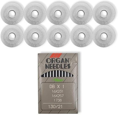 ZENITH Sewing Machine Accessories 10 Aluminum Bobbins & 10 Organ DBX1 100/16 Needles Sewing Kit