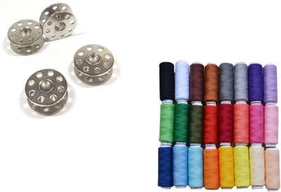 Crafts Haveli Combo 2 Items Bobbin 4pc & sewing-thread Multi Sewing Kit