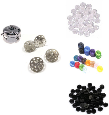 Crafts Haveli Combo 2 Items Bobbin 4Pc _ 1 Case & 3 Buttons Sewing Kit