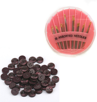 Crafts Haveli Shirts Button for Men and Women Purple 20 Button & Compact Sewing Kit