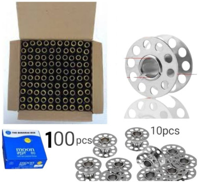 HouseOfCommon 100pcs Black sewing Thread Box with 10 Bobbins Sewing Kit