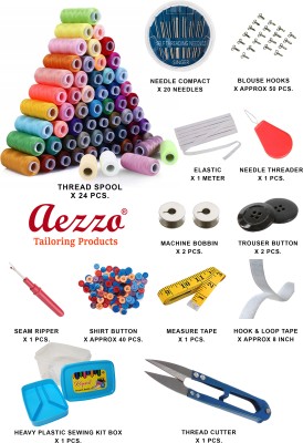 Aezzo Double Layer Multipurpose Tailoring Sewing Kit Set Box with 14 Accessories. Sewing Kit