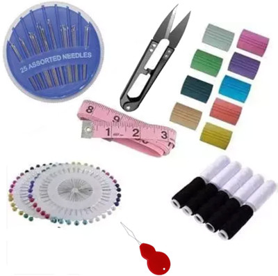manrish Spools,Chalks,Cutter,Inchi Tape,Pins,Needles&Threader Combo/Tailoring Tools Sewing Kit