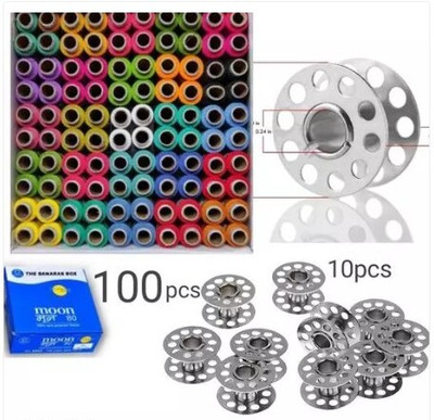 HouseOfCommon 100Pcs Multicolor Thread With 10 Bobbins Sewing Kit