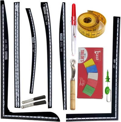 NTGS Stationery Fashion Designing Scale Set of 6- Straight Ruler,L-Square Curve Sewing Kit
