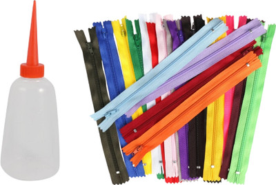 Kunfaya 1 Machine Oil Bottle + 10 Nylon Multi Zippers Sewing Kit