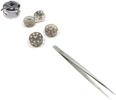 Crafts Haveli Combo 2 Items Bobbin 4Pc _ 1 Case & Tweezer Sewing Kit