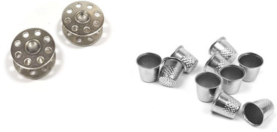 Kunfaya Tailoring Combo Of 2 Bobbins + 4 Thimbles Sewing Kit