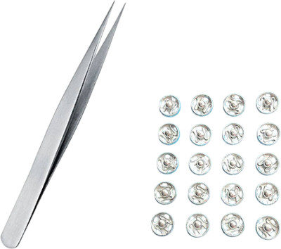 Kunfaya Combo Of 1 Tweezer + 20 Tich Button Sewing Kit
