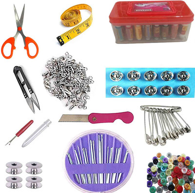 StwoN Two Layer Empty Box With Thread,Needle,Tape,Knife,Scissor,Bobbin etc. Sewing Kit