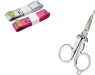 Kunfaya Combo Of 2 Measuring Tape + 1 Folding Scissor Sewing Kit