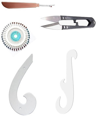 JEFFY Sewing Kit with Thread Pins,Seam Ripper,12cm Scissors and Hook Tools,5-Piece Set Sewing Kit