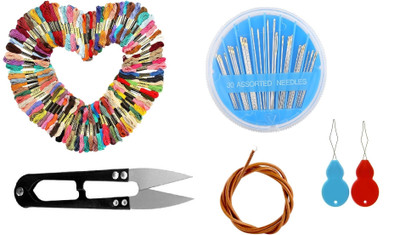 Kunfaya 10 Cotton Skeins + 1 Needle Compact + 1 Cutter + 2 Thread Pick + 1 Leather Belt Sewing Kit