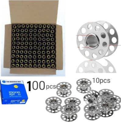 HouseOfCommon 100Pcs Black Thread Box With 10 Bobbins Sewing Kit