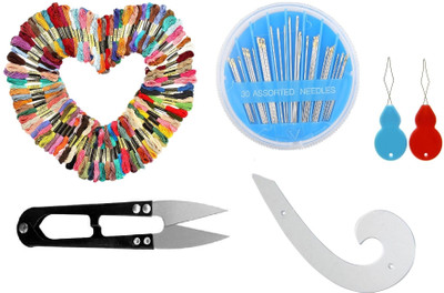Kunfaya 10 Cotton Skeins + 1 Needle Compact + 1 Cutter + 2 Thread Pick + 1 Armhole curve Sewing Kit