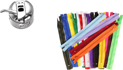 Kunfaya Essential Tailoring & Sewing Kit - 1 Bobbin Case + 10 Nylon Multi Zippers Sewing Kit