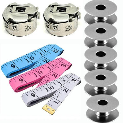 jsc COMBO SET(2 PCS)HAYA BOBBIN CASE(5 PCS)BOBBIN &(3 PCS)INCH TAPE SEWING MACHINE Sewing Kit