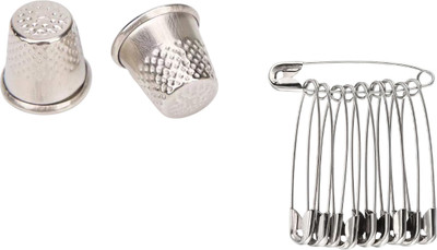 Kunfaya Combo Of 2 Thimbles + Silver Safety Pins Sewing Kit