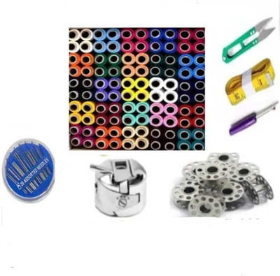 HouseOfCommon Thread 100pcs, 5 Bobbin, Measuring Tape, Seam Ripper and Needle Pack Sewing Kit
