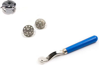 Kunfaya Sewing Combo - 1 Bobbins Case & 2 Bobbins + 1 Tracing Wheel Sewing Kit