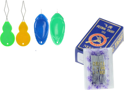 Kunfaya Combo Of 4 Needle Threaders + 10 Machine Needles Sewing Kit
