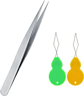 Kunfaya Combo Of 1 Tweezer + 2 Needle Threader Sewing Kit