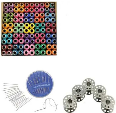 HouseOfCommon Thread Box, 5 Bobbin and Needle pack Sewing Kit