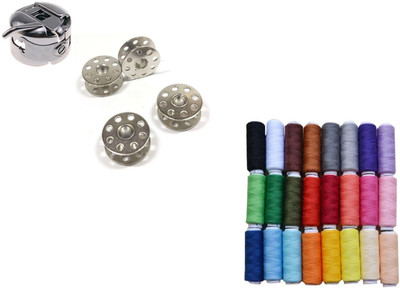 Crafts Haveli Combo 2 Items Bobbin 4Pc _ 1 Case & sewing-thread Multi Sewing Kit