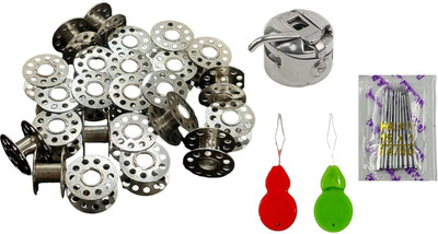 PADMAVATHI ENTERPRISES Sewing Machine 10 pc Bobbins 1 Bobbin Case 14 Needles, 2pc Needle Threader Combo Sewing Kit