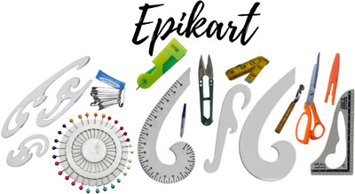 epikart Tailoring Materials French Curve 7, Trimmer, Scissor, Pearl Head Pin Combo Pack Sewing Kit