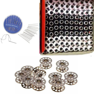 HouseOfCommon Sewing Kit - 100pcs BWhite and lack Thread Box, 10 Bobbin with Needle pack Sewing Kit