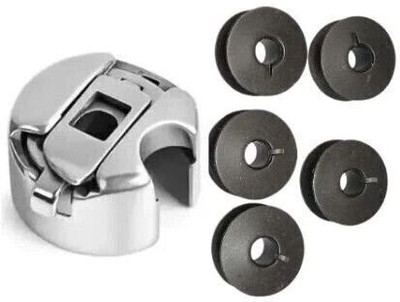 jsc 1Pcs Best Quality Umbrella Machine Bobbin Case with 5Pcs Metal Bobbin Sewing Kit