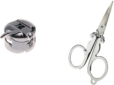 Kunfaya Essential Tailoring & Sewing Kit - 1 Bobbin Case + 1 Folding Scissor Sewing Kit