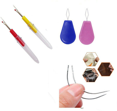 Crafts Haveli 3 Items Combo : 2 Seam Ripper, 2 Curved Needle & 2 Needle Threader Sewing Kit
