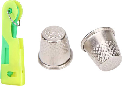 Kunfaya Combo Of 1 New Needle Threader + 2 Thimbles Sewing Kit