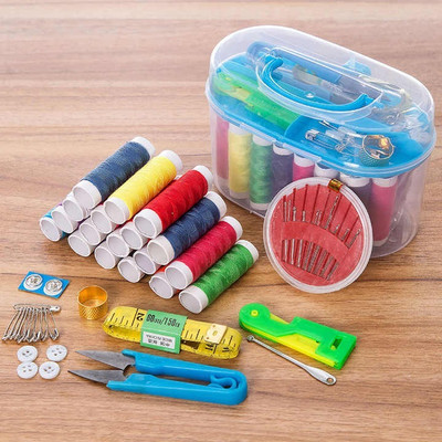 mil9us Double Layer Small & Portable Travel Sewing Accessories Box/Sui Dhaga Kit Machin Sewing Kit