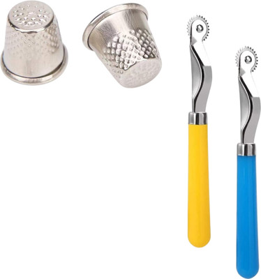 Kunfaya Combo Of 2 Thimbles + 2 Tracing Wheel Sewing Kit