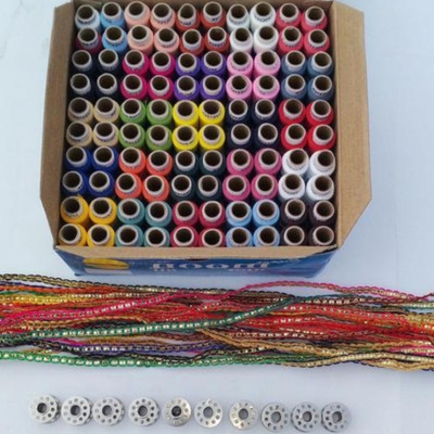 HouseOfCommon Sewing kit - 100 Thread Box, 10 Bobbin and Lace Sewing Kit