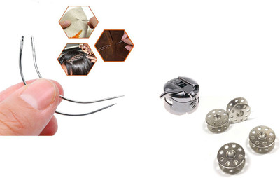 Crafts Haveli Tailoring Combo 2 Items Curved Needle 2pc & Bobbin 4Pc _ Case Sewing Kit