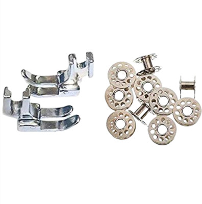 SSS Combo of Domestic SV Single Machine Pressure Foot and Metal bobbins (Steel) Sewing Kit