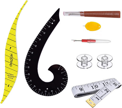 Vikurajas Frenchcurve sleeve scale seamripper Inchtape Needletheader Bobbins Sewing Kit