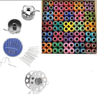 HouseOfCommon Multicolor Sewing Thread Box, 5 Bobbin and Needle pack Sewing Kit