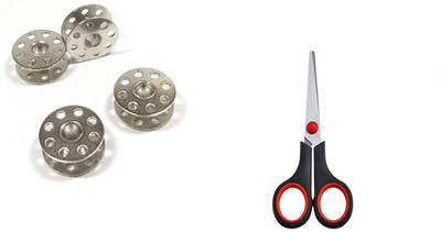 Crafts Haveli Combo 2 Items Bobbin 4pc & Scissor 6inch (15cm) Sewing Kit