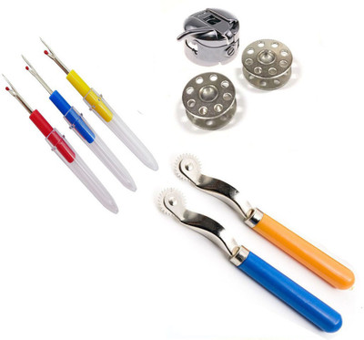 Crafts Haveli 3 Items Combo : 3 Seam Ripper, 2 Tracing Wheel & 1 Case 2 Bobbin Sewing Kit